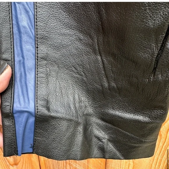 KOOKIE 100% Leather Motorcycle Pants with Blue Stripe on the sides (size: 30)